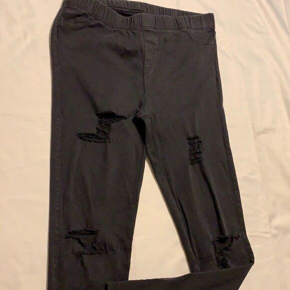 Tickler Teal black heavily distressed XL jeggings - Picture 1 of 8